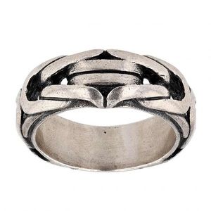 John Varvatos Sterling Silver Rounded Thin Chain Pattern Ring